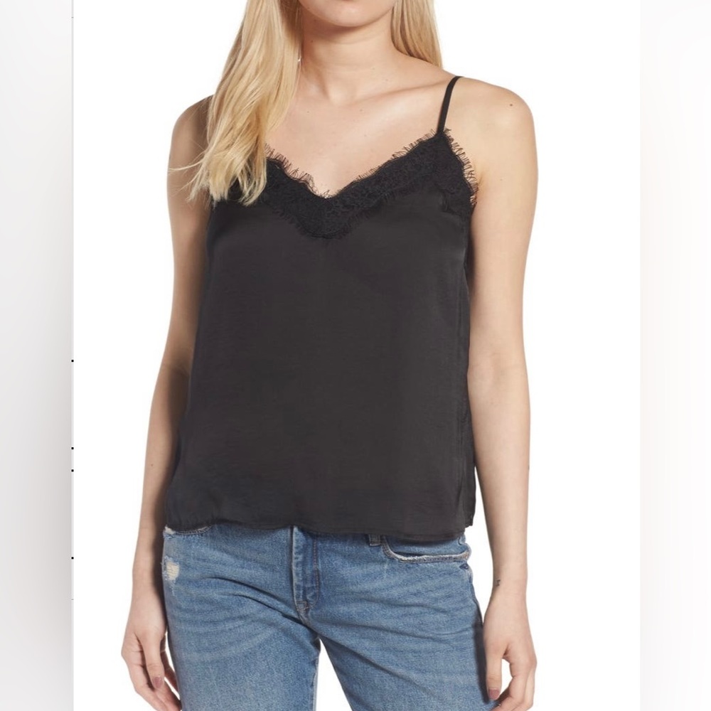 BP. Lace Trim Satin Camisole Top